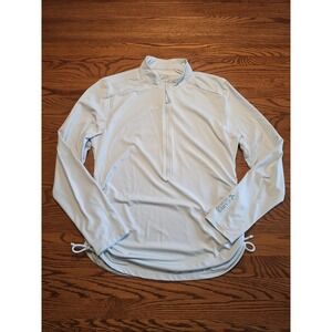 Carve Designs Cruz Rashguard Top Women's Size Large Light Blue UPF 50 Ruched